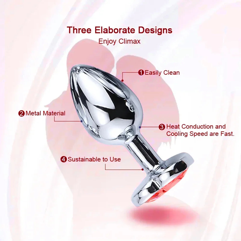 3 Size/set Metal Anal Plug for Women Men Couples Butt Plug Butt Toy Adult Game Masturbator Anal S/M/L Diamond Sex Toy for Adult